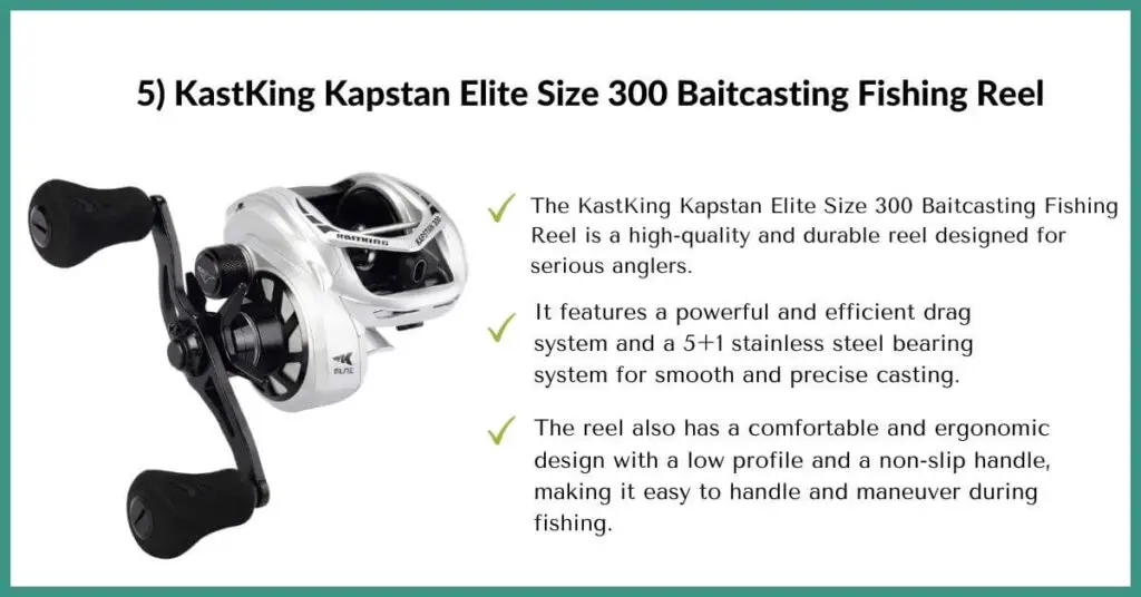 kastking kapstan elite size 300 baitcasting fishing reel