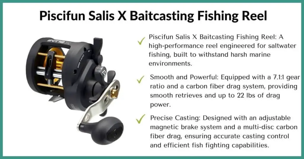 piscifun salis x baitcasting fishing reel